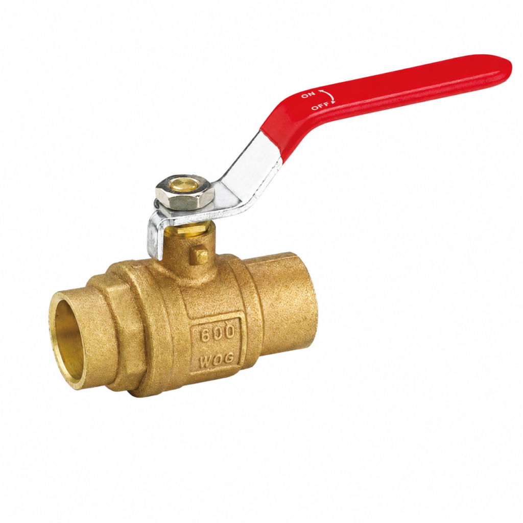 forged brass ball valve with red handle