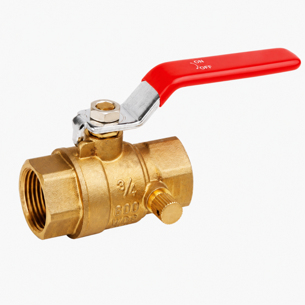 full port brass ball valve with red handle