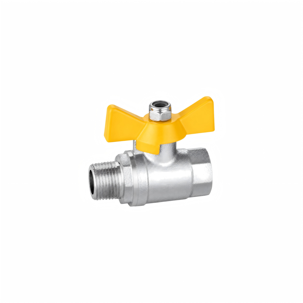 male thread butterfly handle brass ball valve
