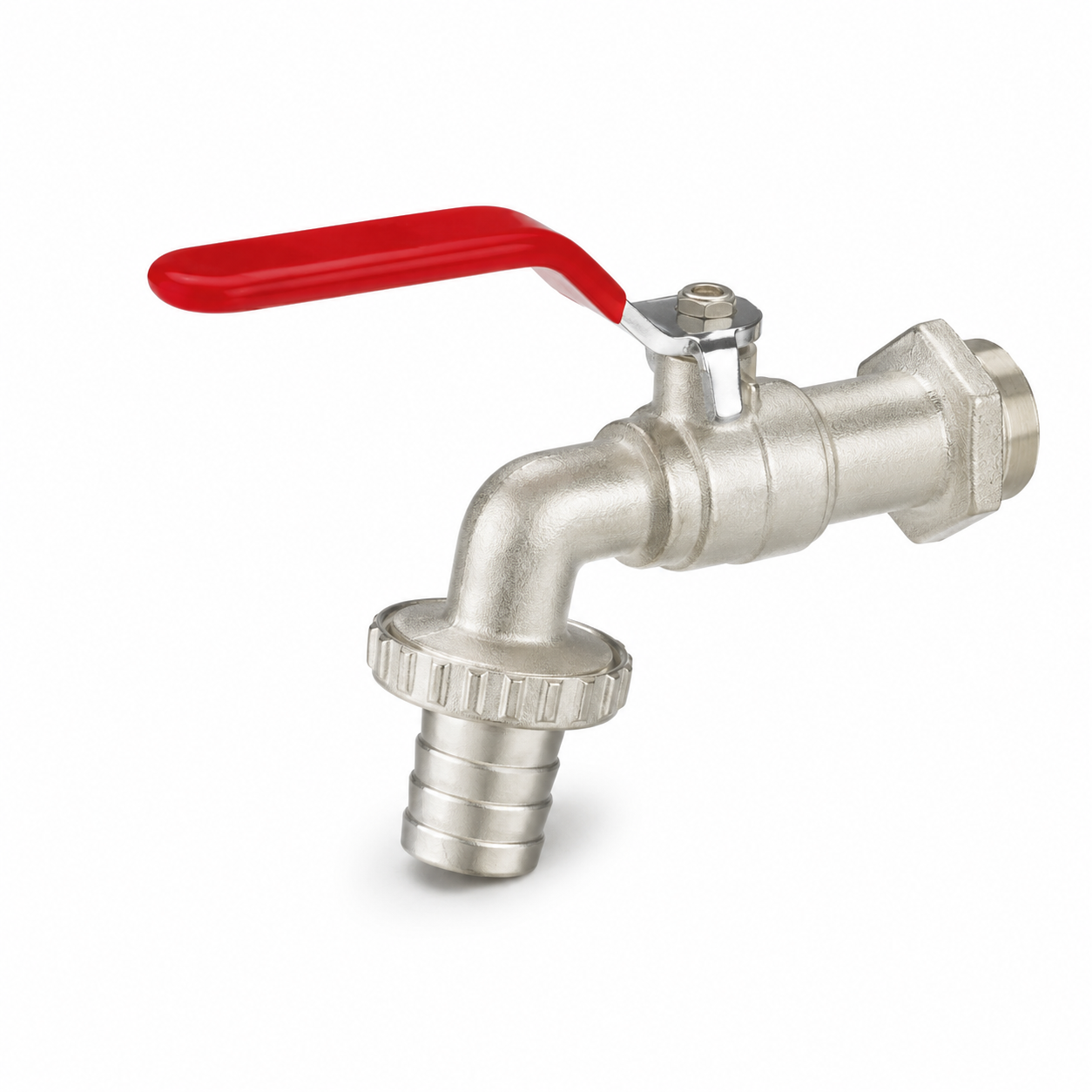 Nickel Plated Brass Bibcock With Red Handle 1