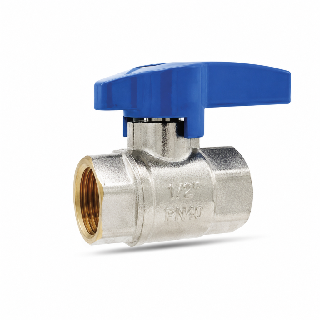 nickel plated mini ball valve with blue butterfly handle