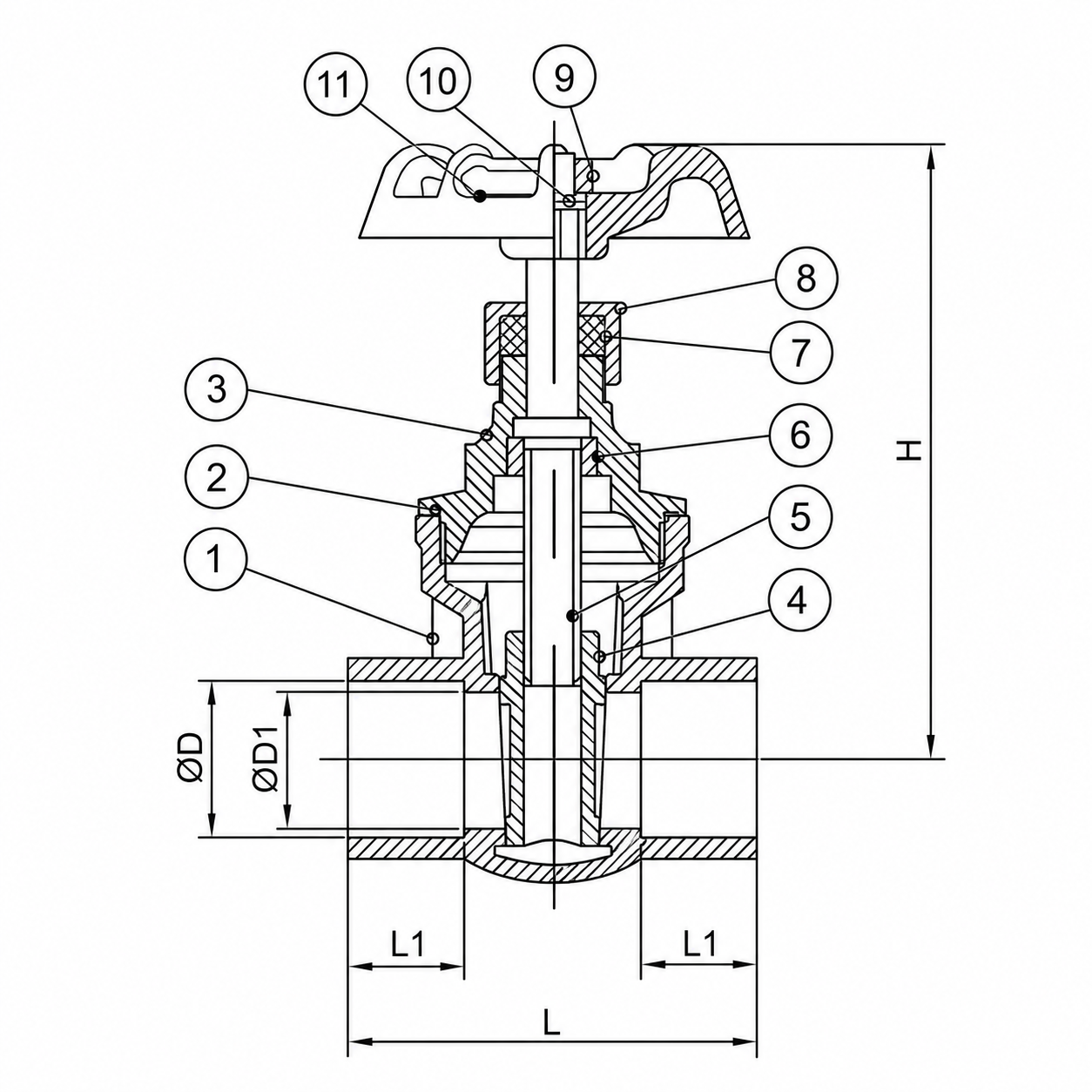Non-Rising Stem Bronze Gate Valve with Solder Ends PN16 - Image 2